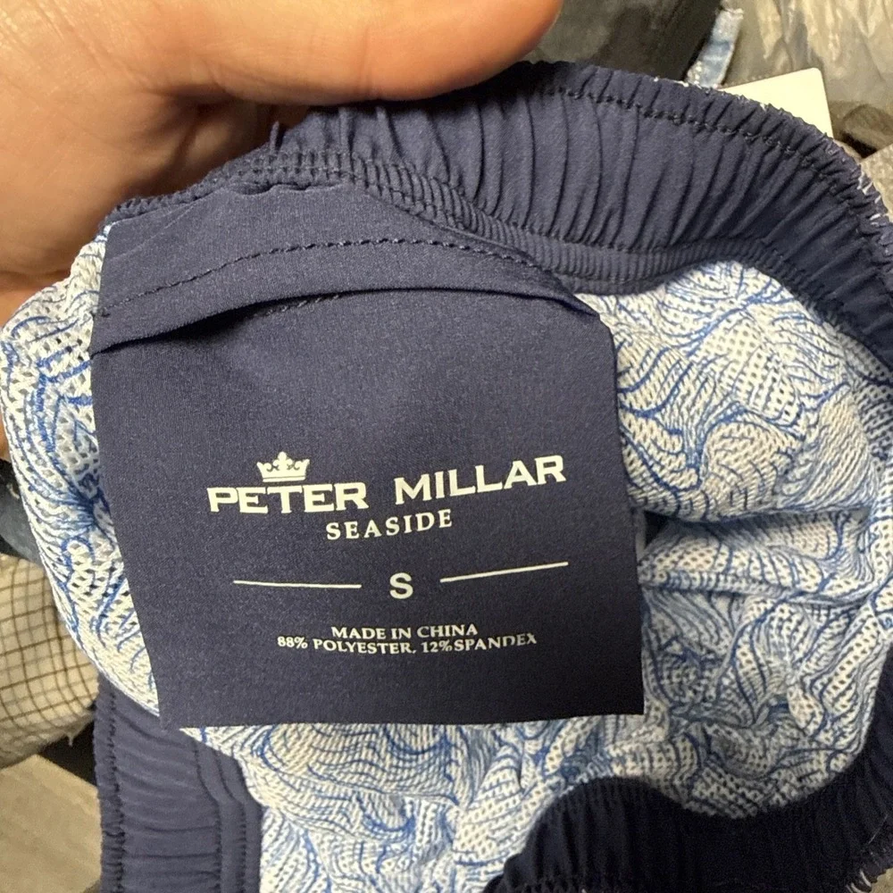 Peter Millar Swim Trunks Mens Small Pink Blue Lined Sea Side Board Shorts